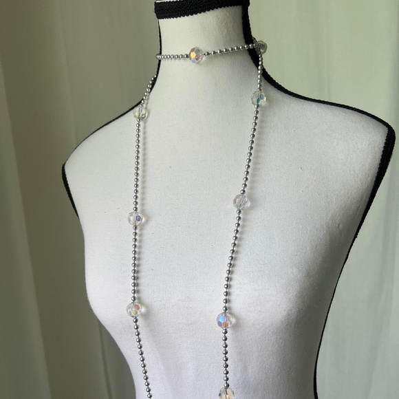 Vintage Stuart Freeman NYC Necklace 54" Ball Chain AB Lucite Beads 1980s - Picture 5 of 16